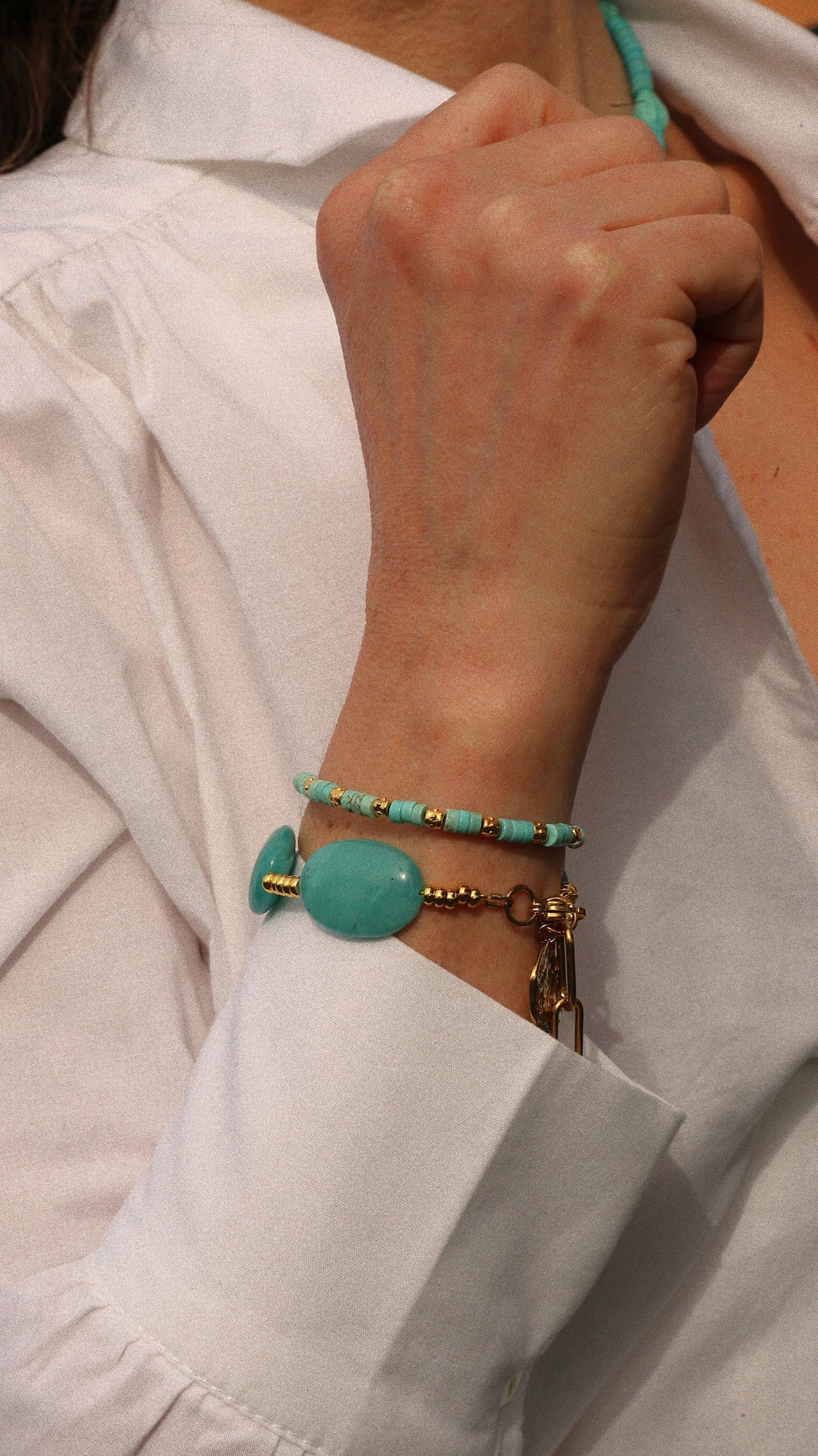 Bracelet Talisman pierre totem Turquoise- Médaille Sagittaire