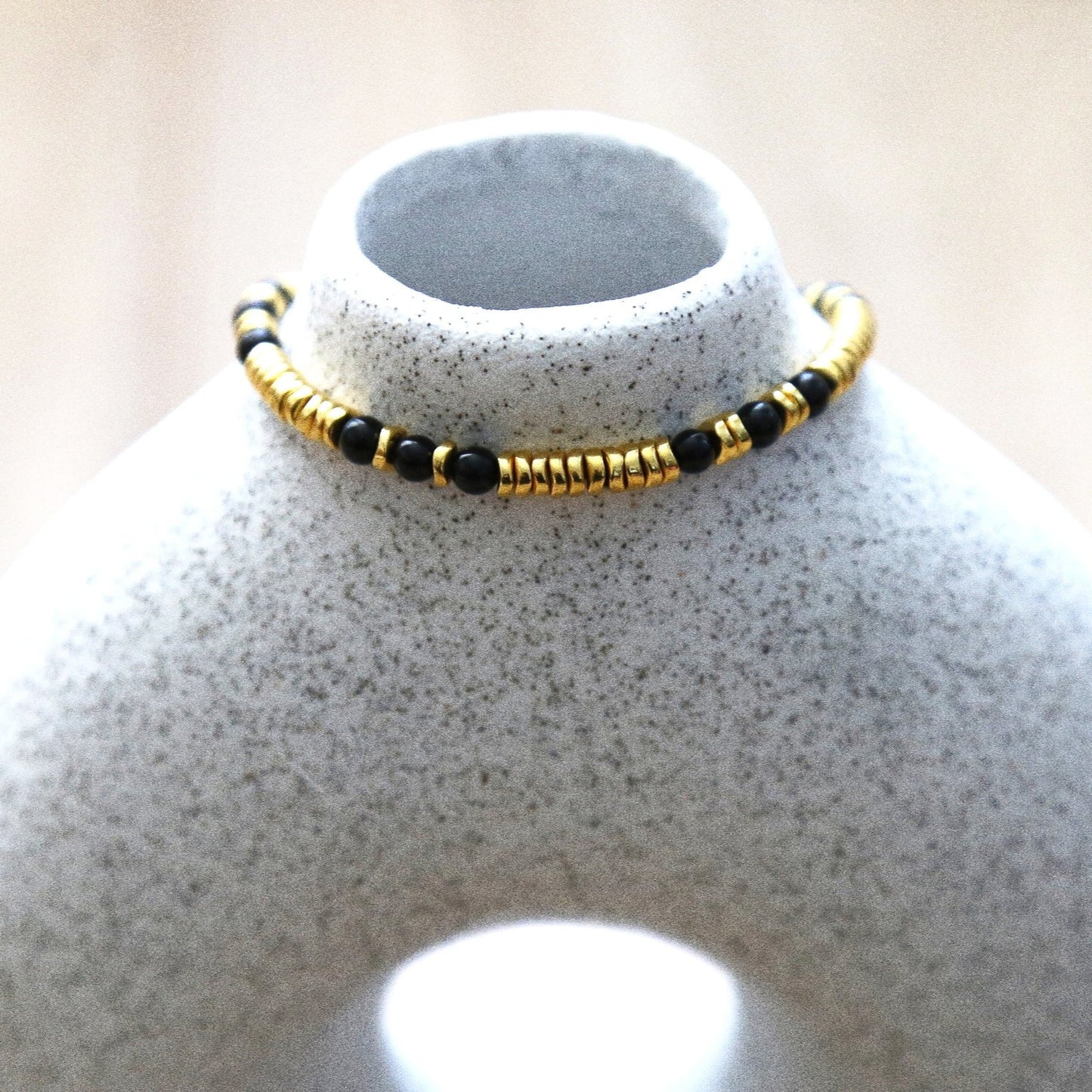 Bracelet talisman pierre totem onyx noir - Médaille Capricorne