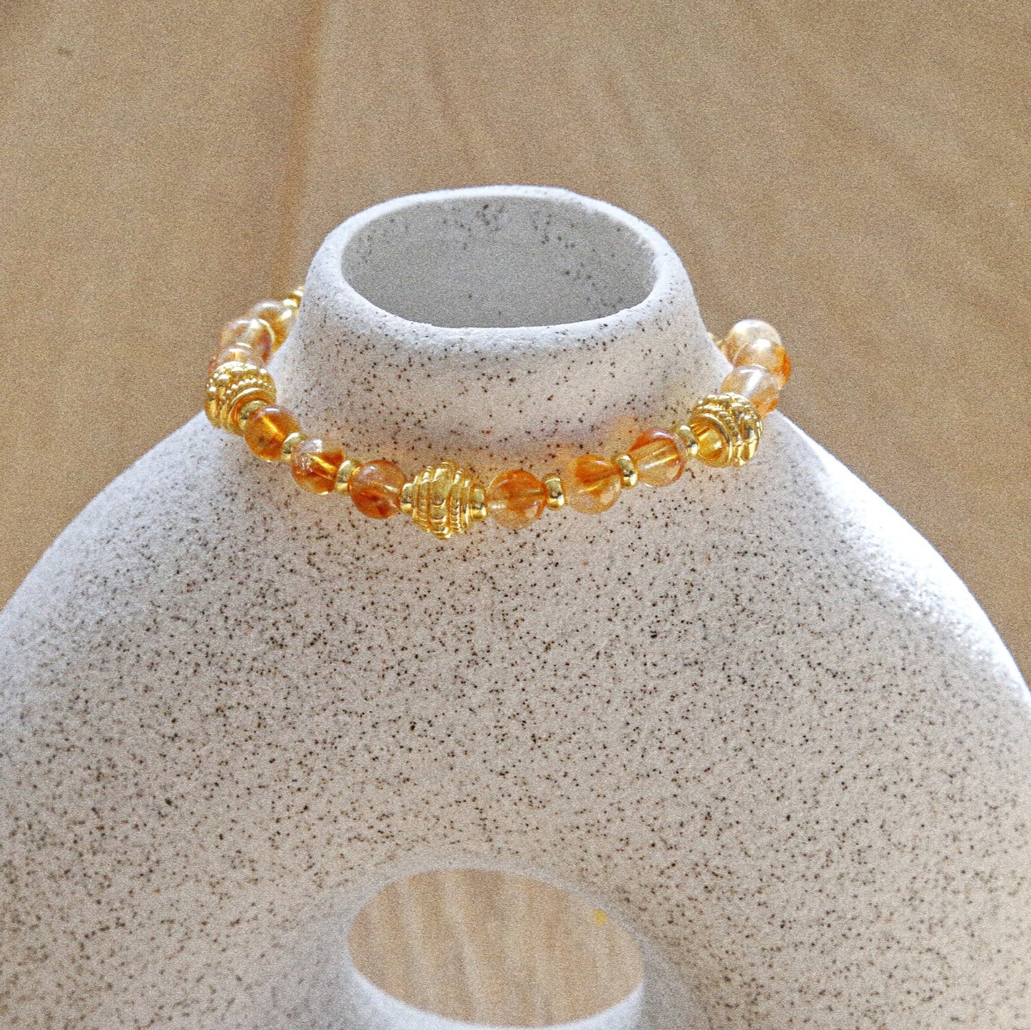 Bracelet Talisman pierre totem Citrine - Médaille Lion
