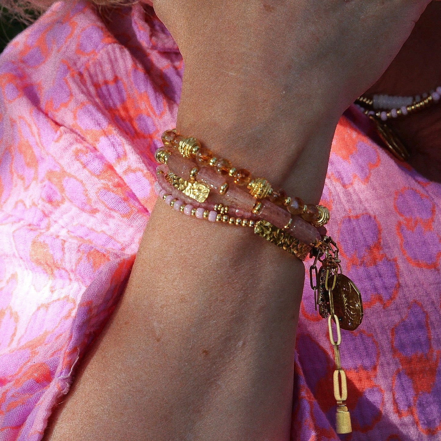 Bracelet Talisman pierre totem Citrine - Médaille Lion
