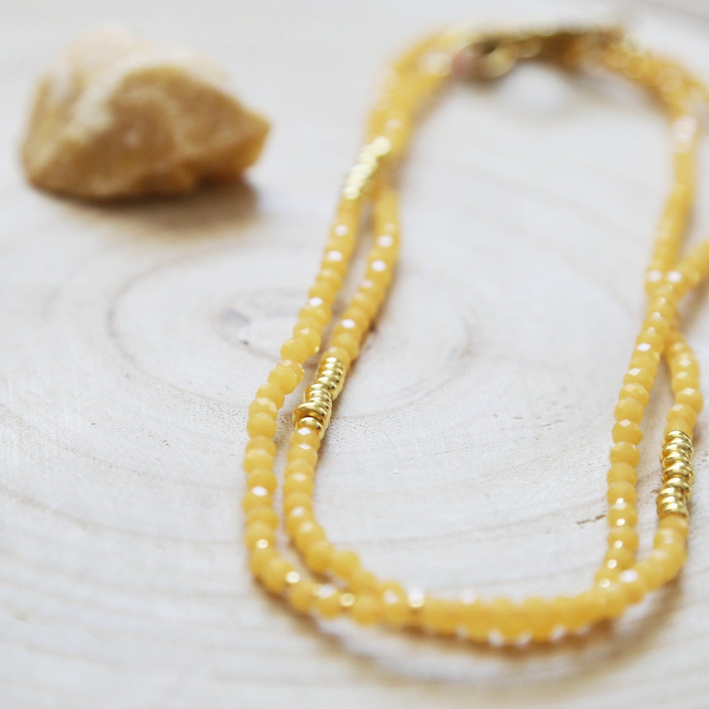 Bracelet Été Luminescent – Quartz Jaune & Cactus Doré