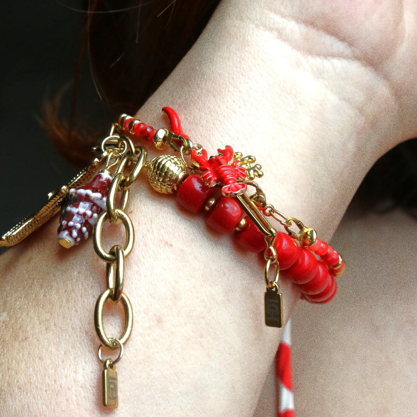 Bracelet Talisman Rouge Passion – Étoile de mer & Coquillage