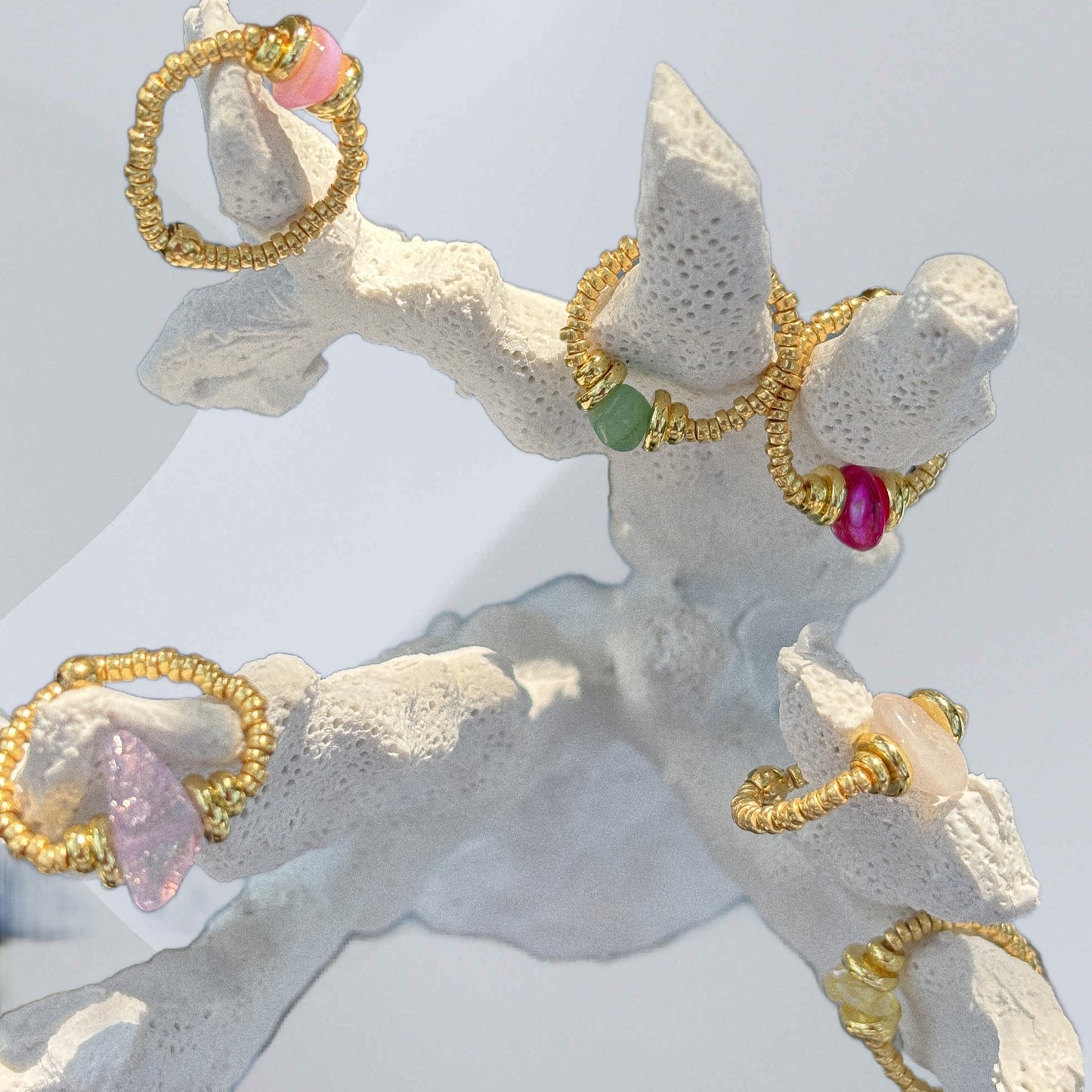 Bague talisman - verre rose