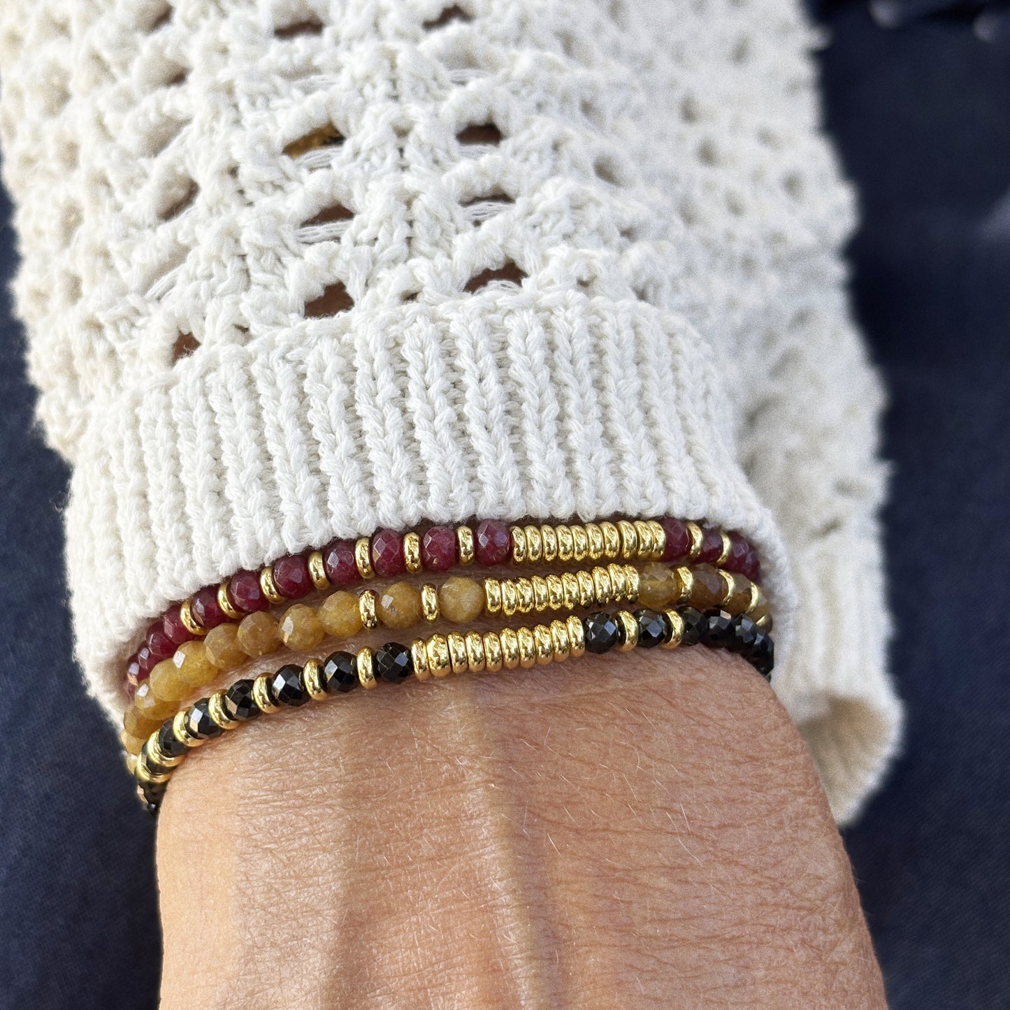 Bracelet Henriette 2-7 – Agate Noire & Chiffre 444
