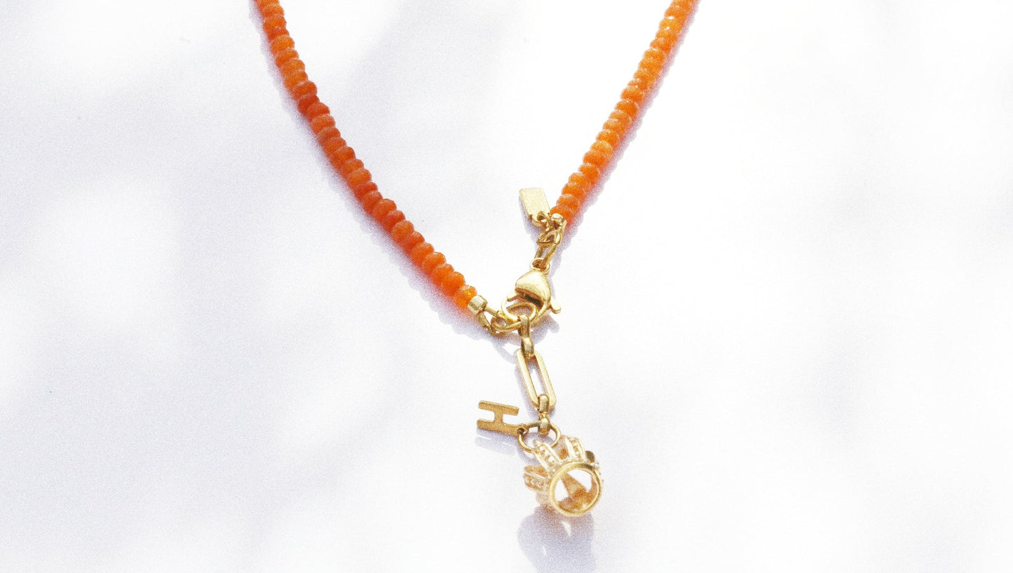 Collier Henriette 2-7 Queen – Agate Orange & Or 18K
