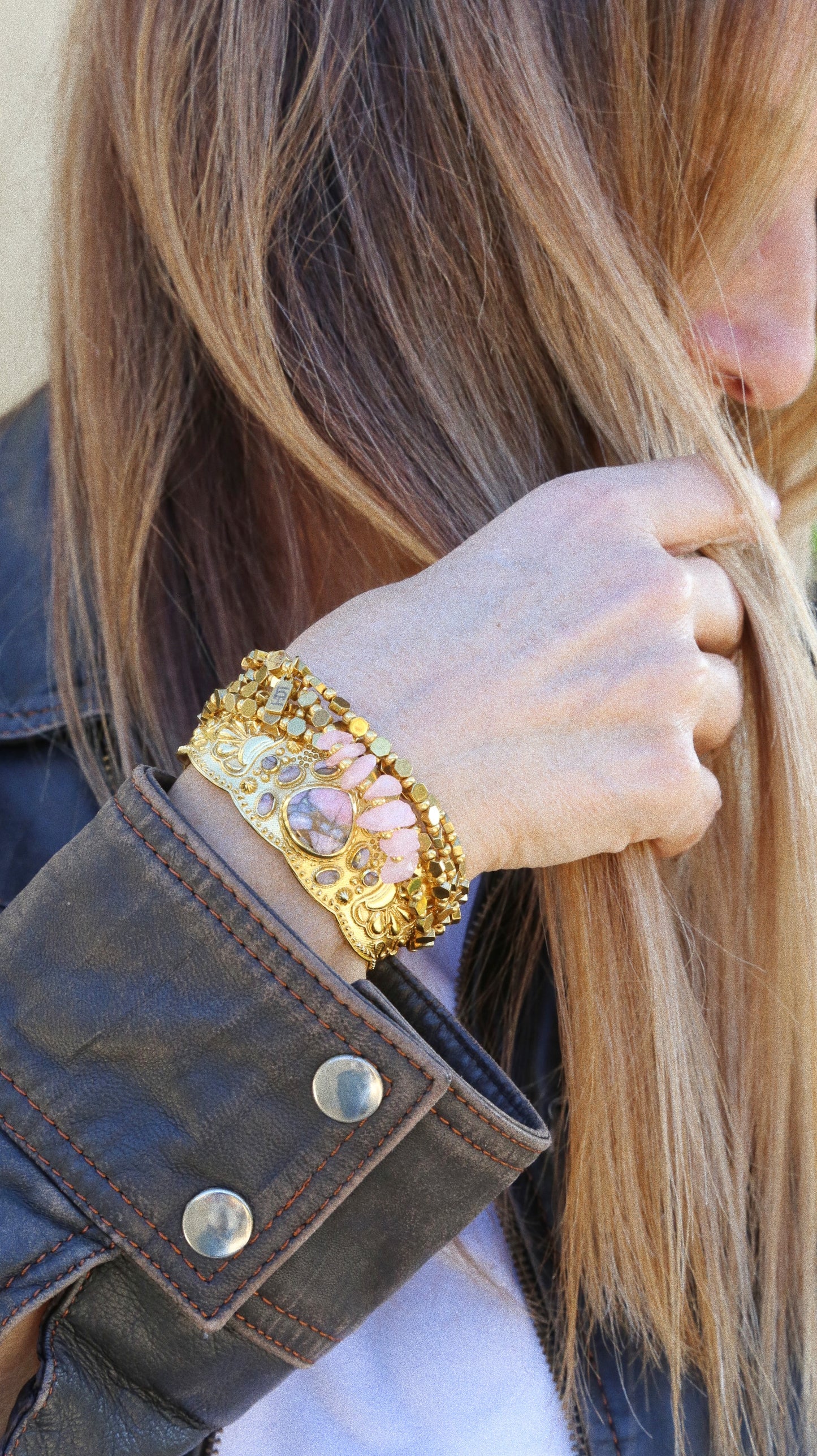 Bracelet Cœur Opale Rose