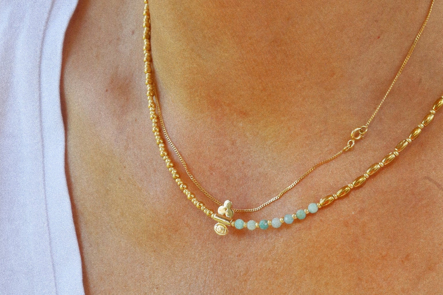 Collier “Code 27” – Amazonite & Œil de Protection