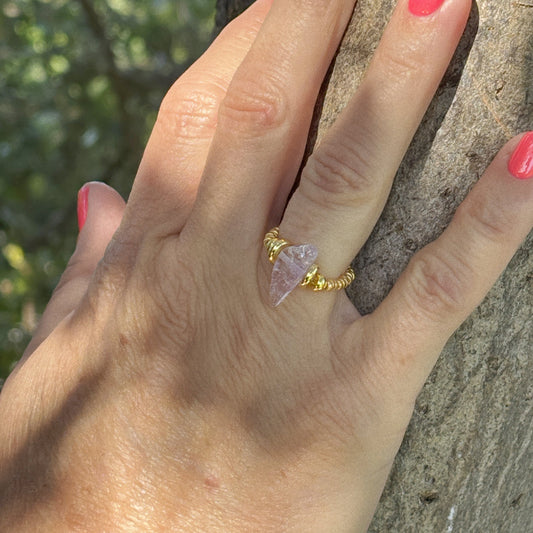 Bague talisman - verre rose