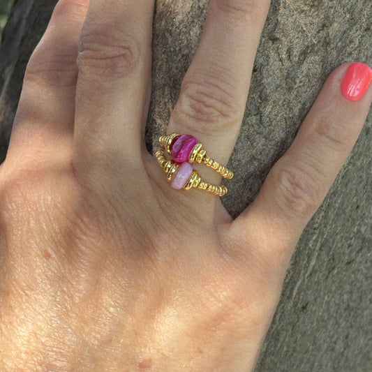 Bague talisman – coquillage rose