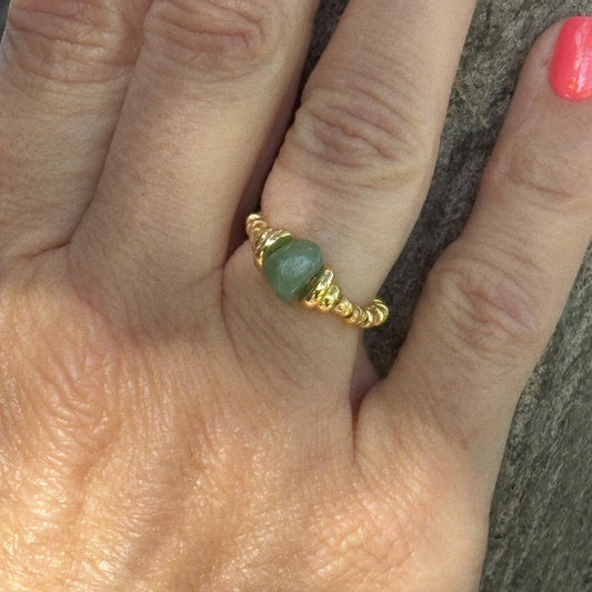 Bague talisman – Perles chrysoprase