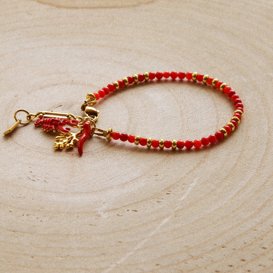 Bracelet Talisman Rouge – Homard & Corne porte-bonheur