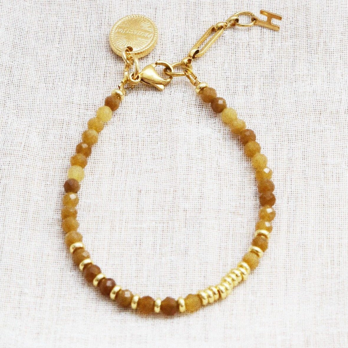 Bracelet Henriette 2-7 – Agate Jaune & Chiffre 444