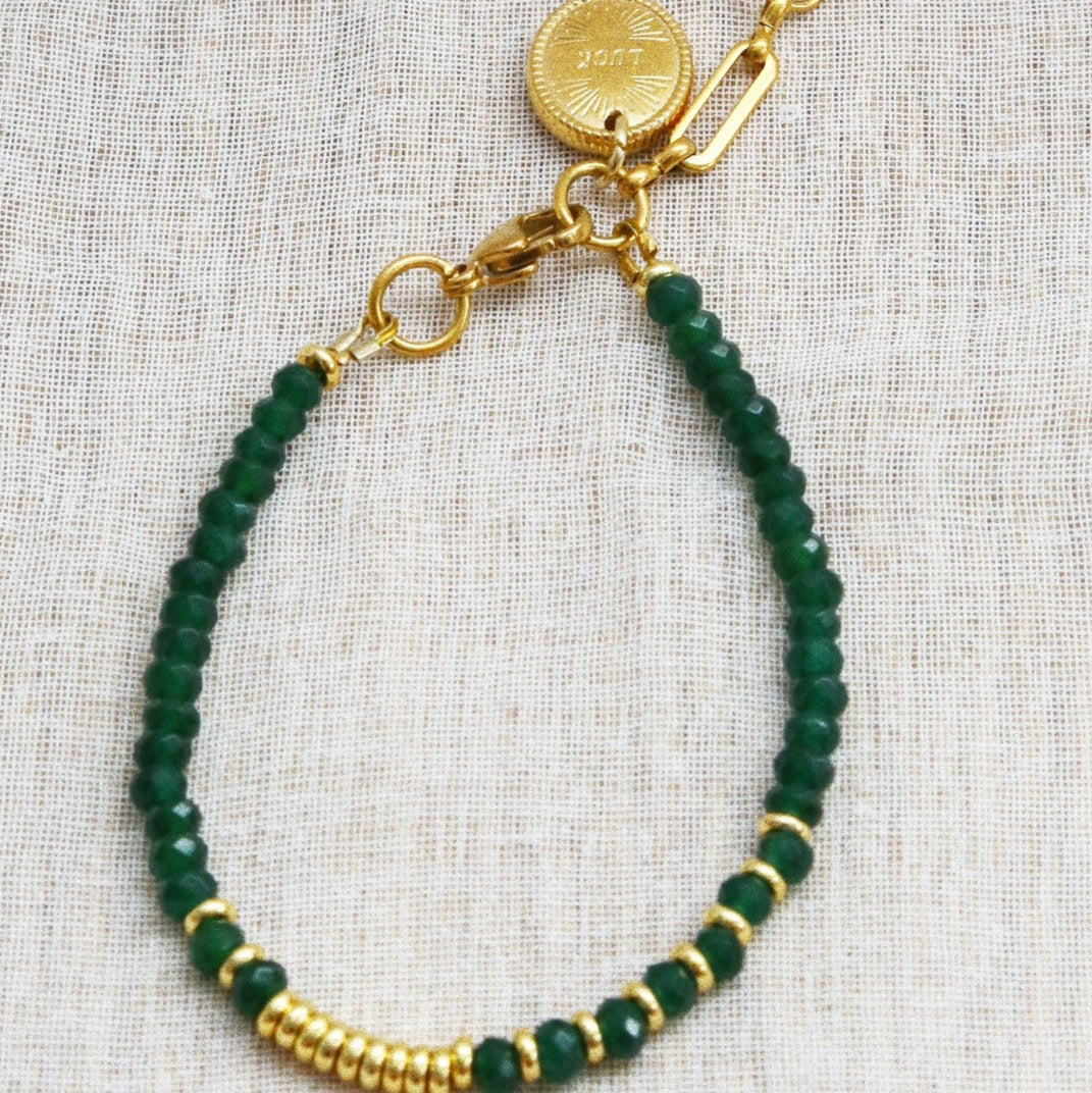Bracelet Henriette 2-7 – Calcédoine Verte & Chiffre 777