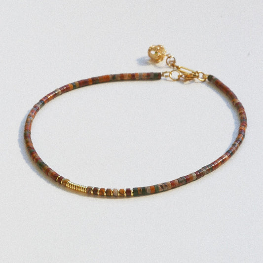 Collier Henriette 2-7 – Jaspe Picasso & Couronne Dorée