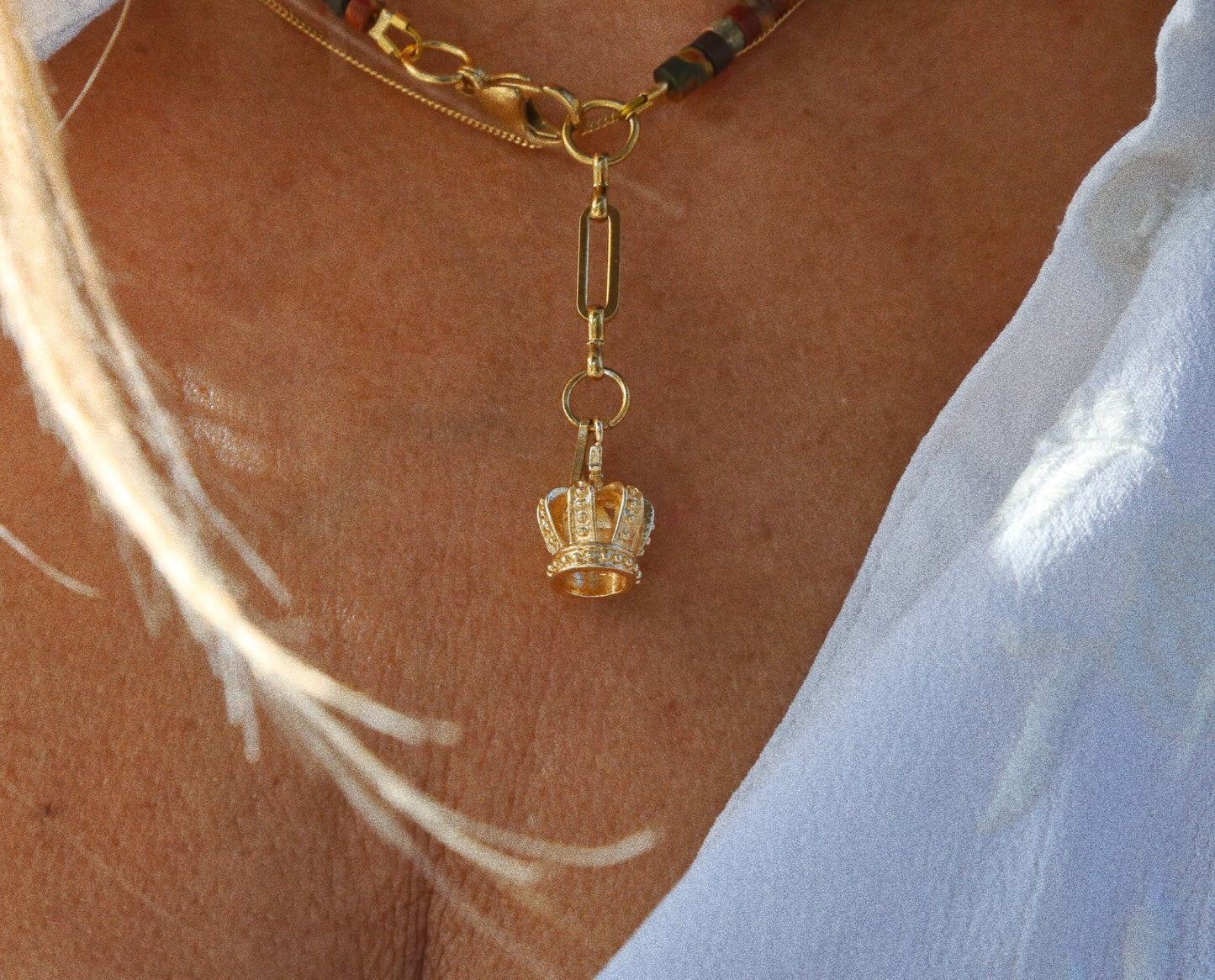 Collier Henriette 2-7 – Jaspe Picasso & Couronne Dorée