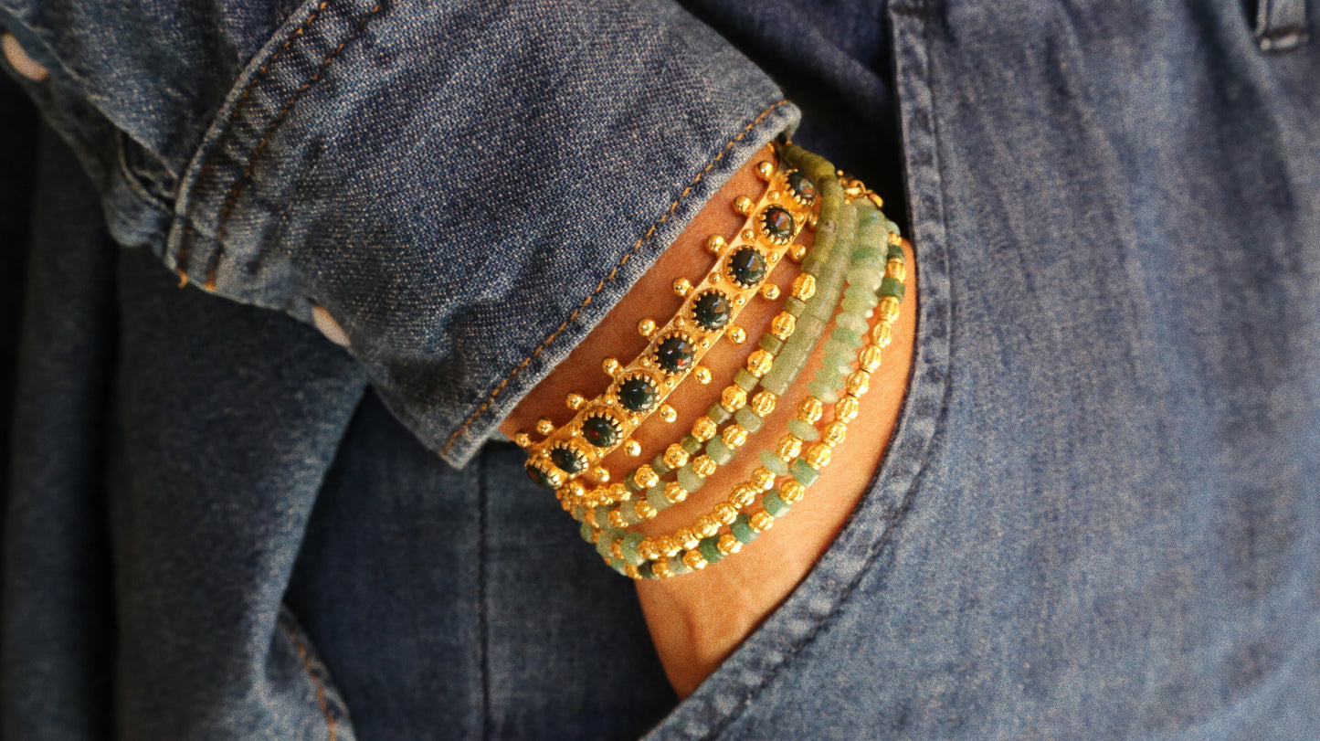 Jonc Cabochons Pierre de Soleil Noire