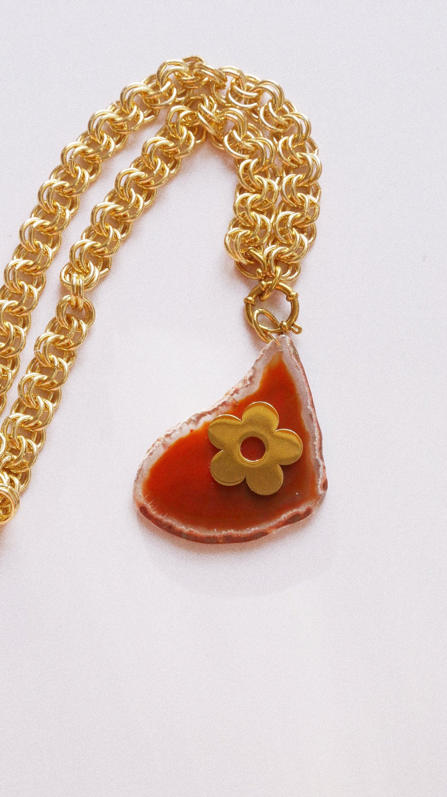 Collier Henriette – Agate  & Fleur d’Acier