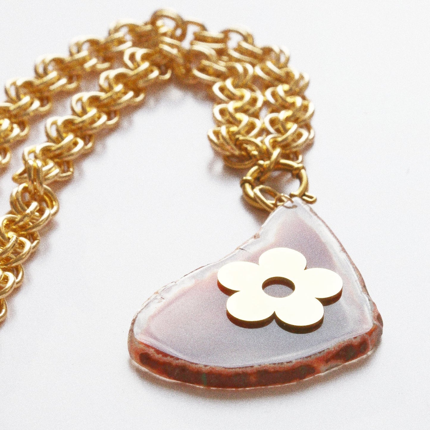 Collier Henriette – Agate  & Fleur d’Acier