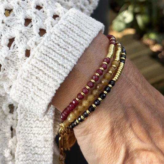 Bracelet Henriette 2-7 – Agate Jaune & Chiffre 444