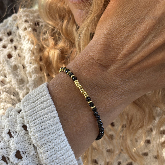 Bracelet Henriette 2-7 – Agate Noire &  Chiffre 444