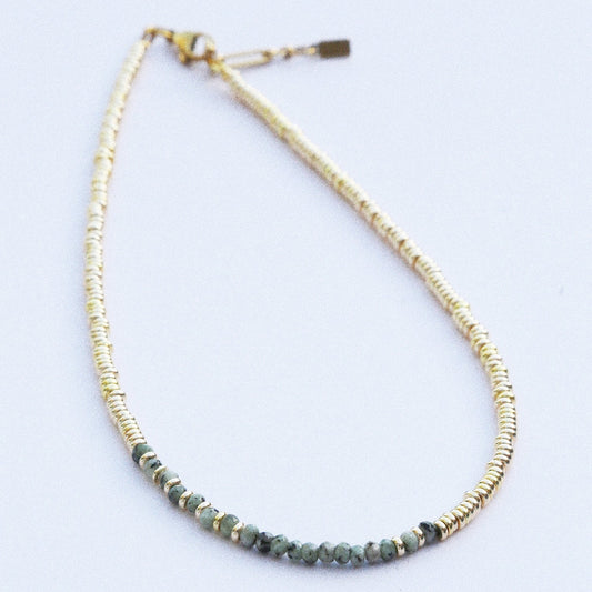 Collier Henriette 2-7 Or – Jaspe Kiwi