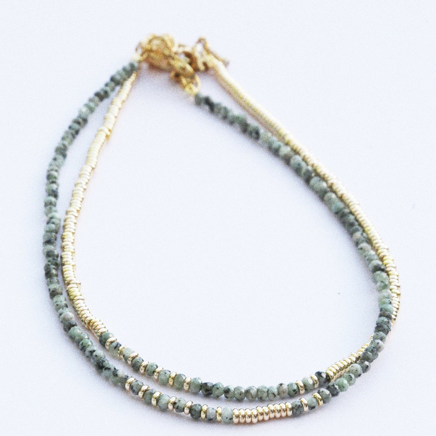 Collier Henriette 2-7 Or – Jaspe Kiwi