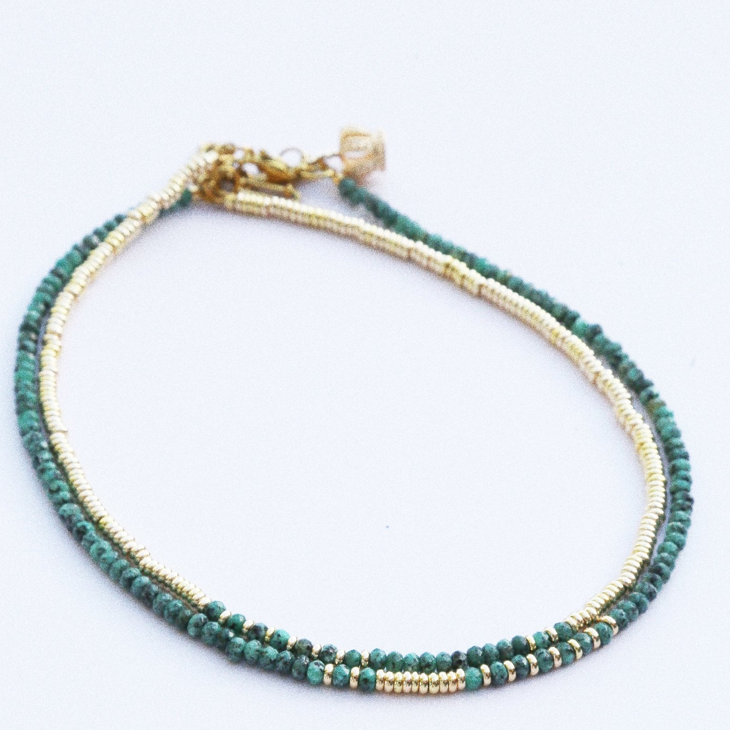 Collier Henriette 2-7  Or– Jaspe turquoise
