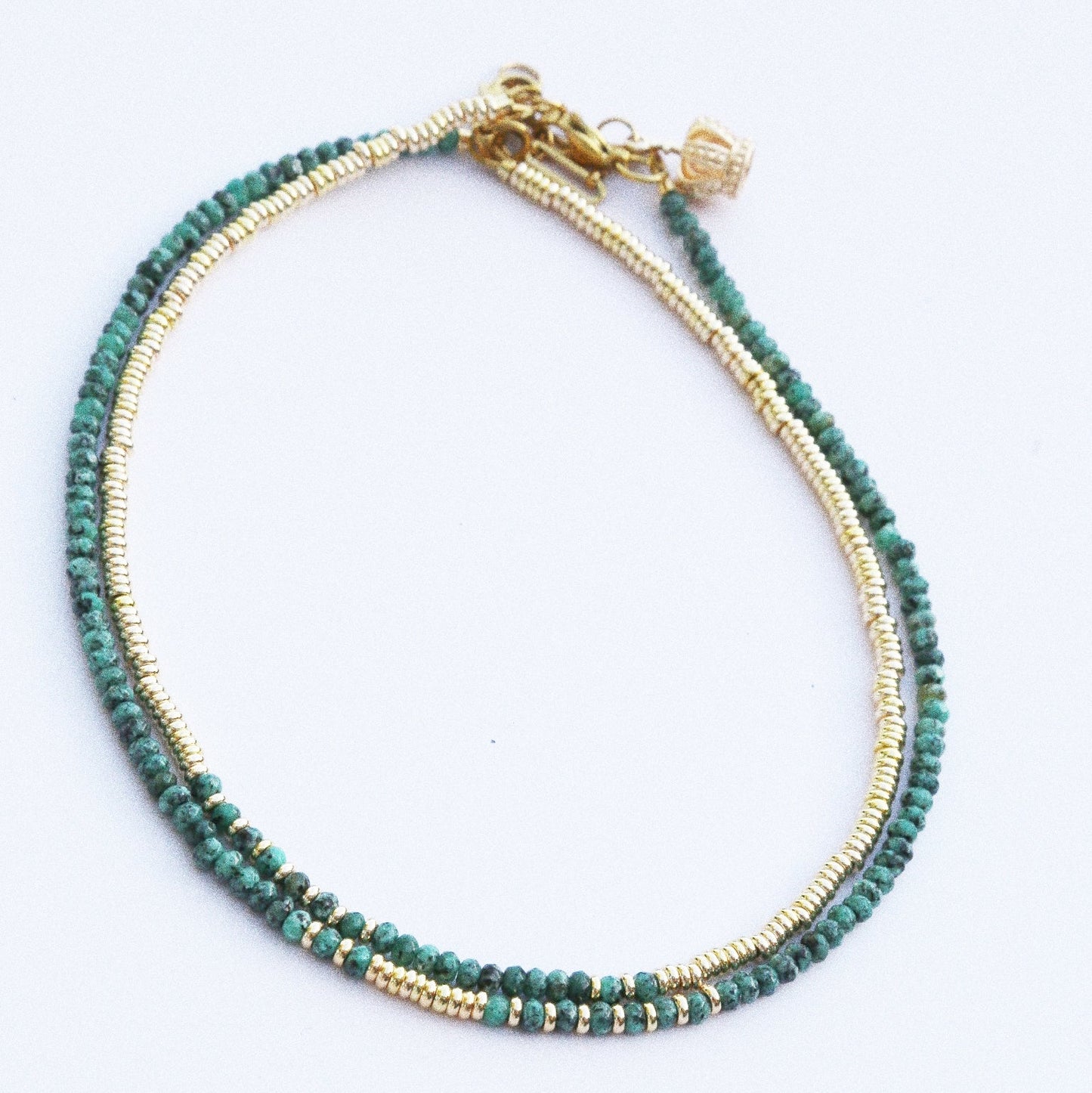 Collier Henriette 2-7  Or– Jaspe turquoise