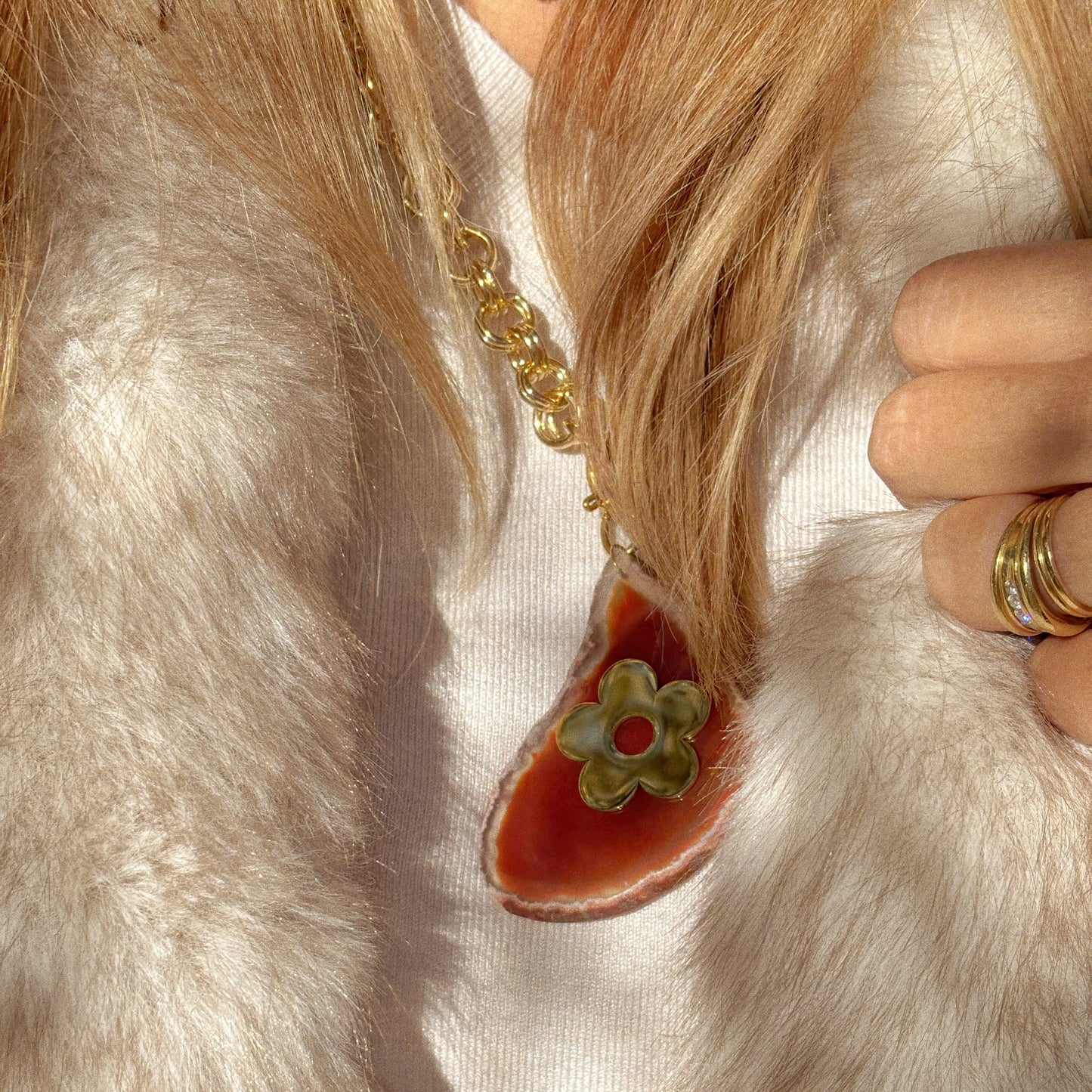 Collier Henriette – Agate  & Fleur d’Acier