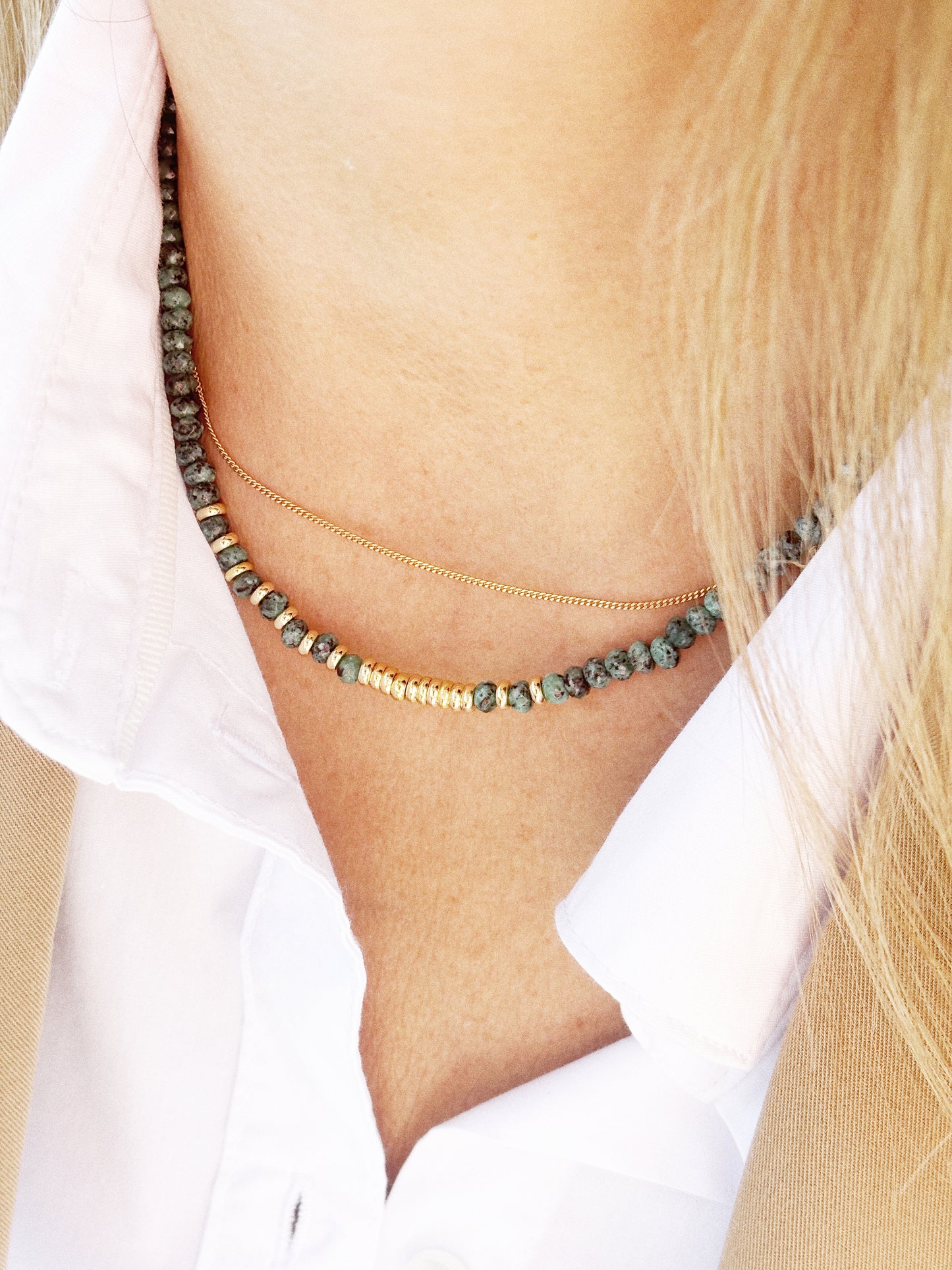 Collier Henriette 2-7 Queen – Jaspe Turquoise