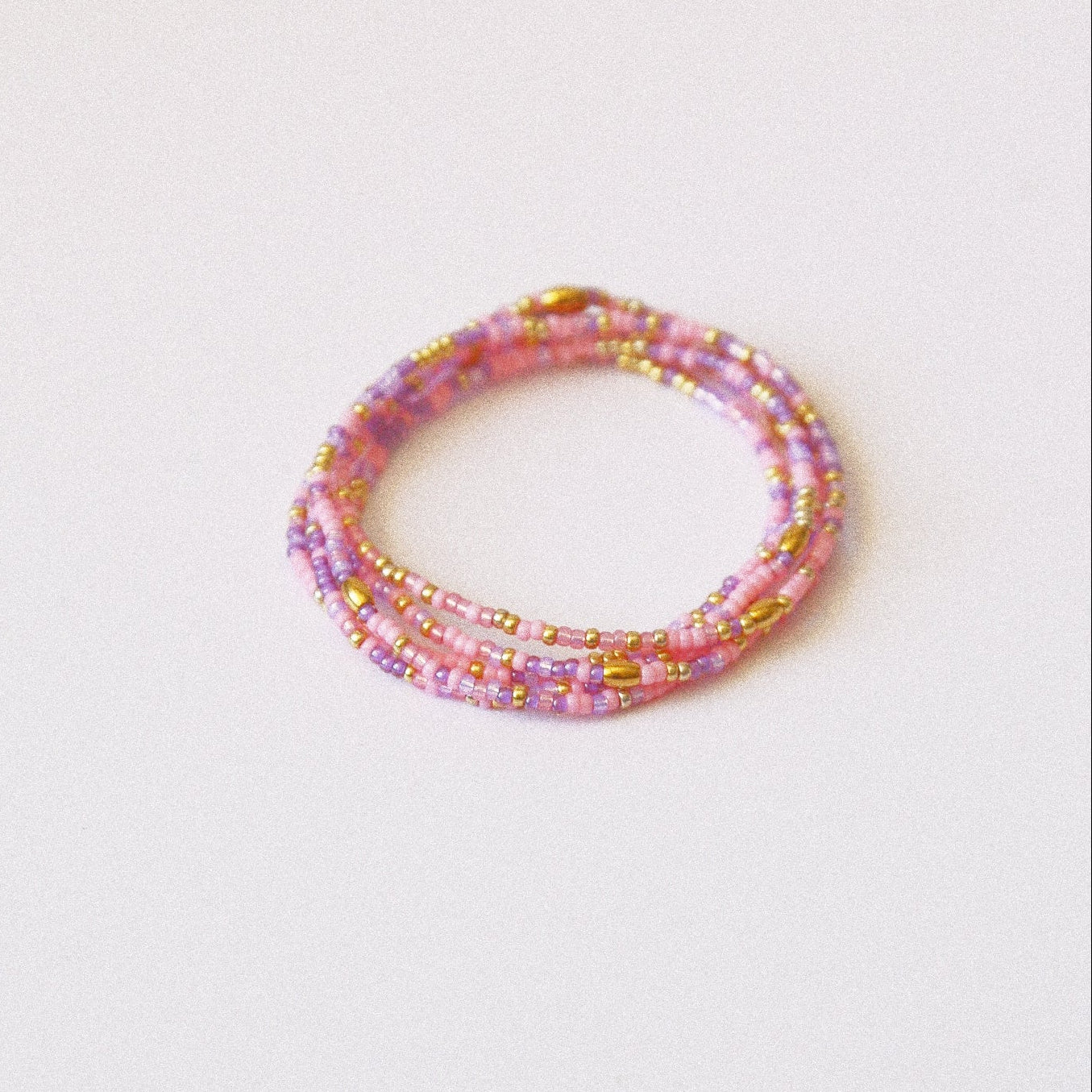 bracelet 5 tours ou ras de cou " Seconde peau" Rose & violet