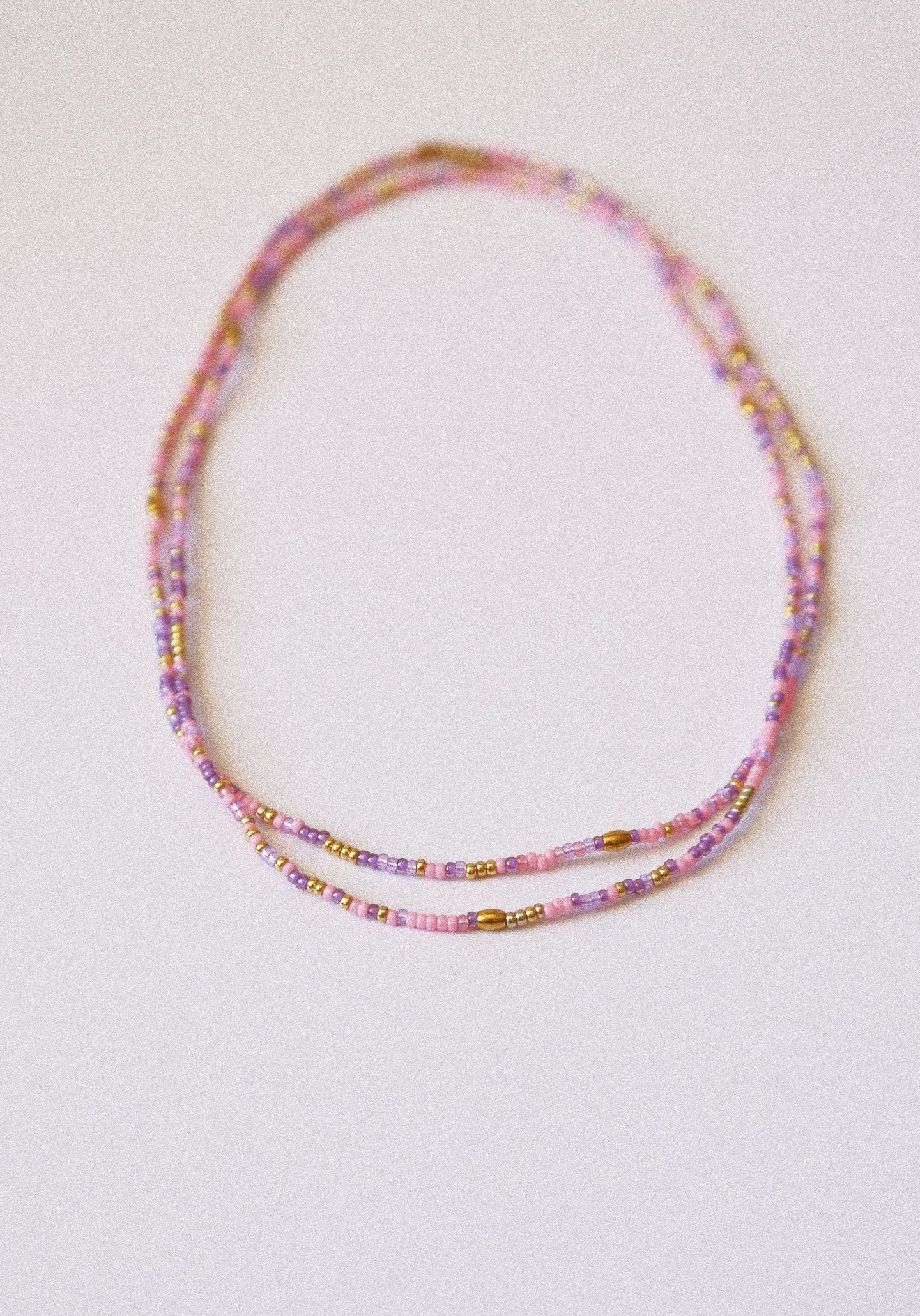 bracelet 5 tours ou ras de cou " Seconde peau" Rose & violet