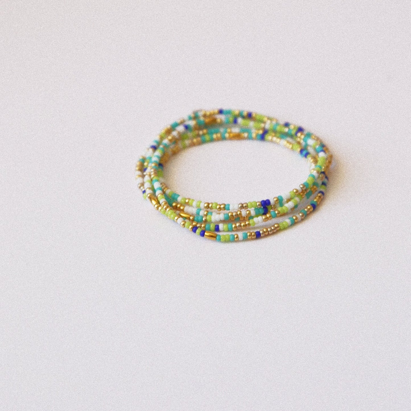 Bracelet 5 tours / Ras de cou “Seconde Peau” – Bleu Vert