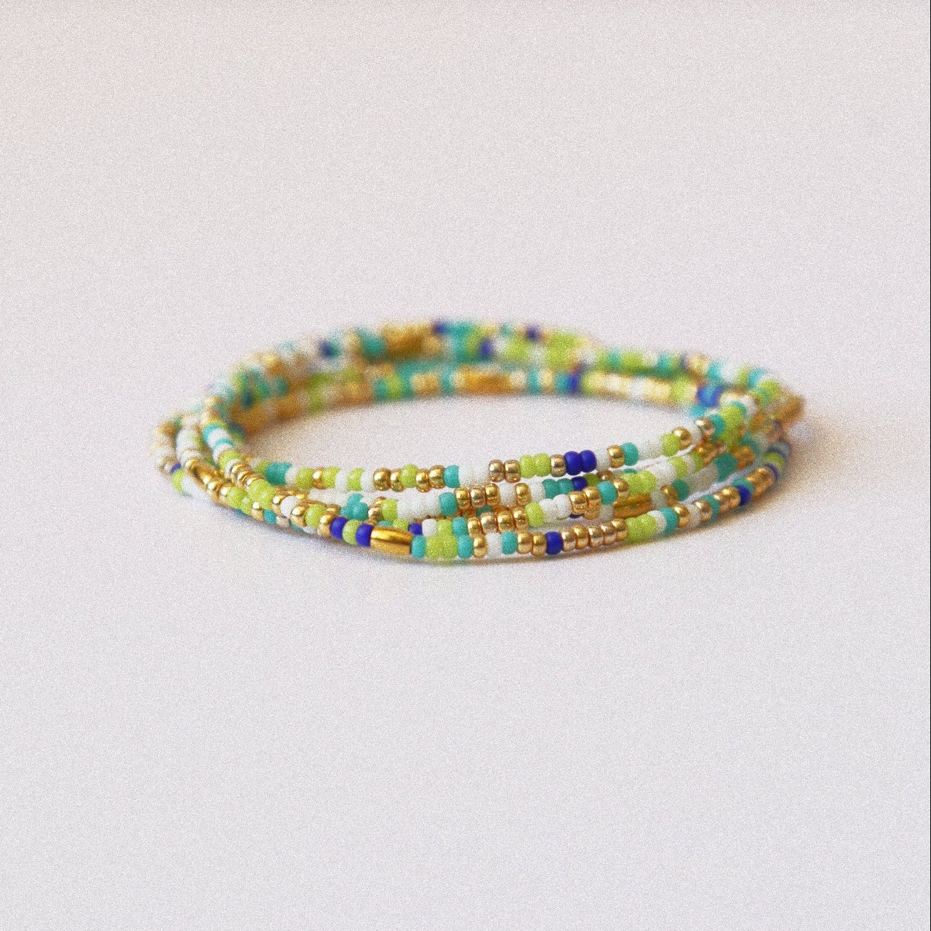 Bracelet 5 tours / Ras de cou “Seconde Peau” – Bleu Vert