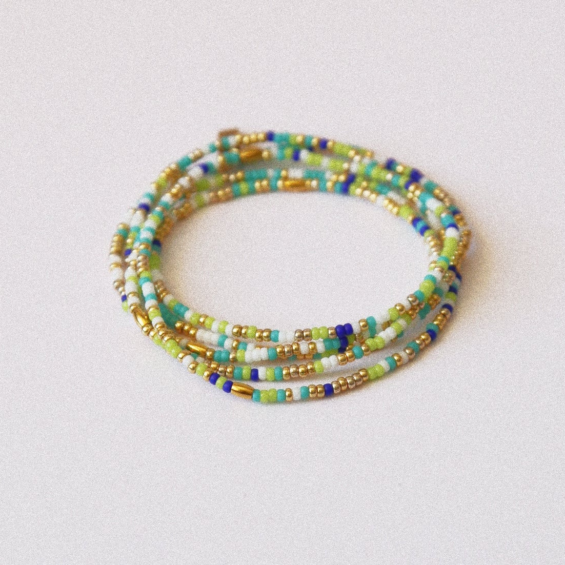 Bracelet 5 tours / Ras de cou “Seconde Peau” – Bleu Vert