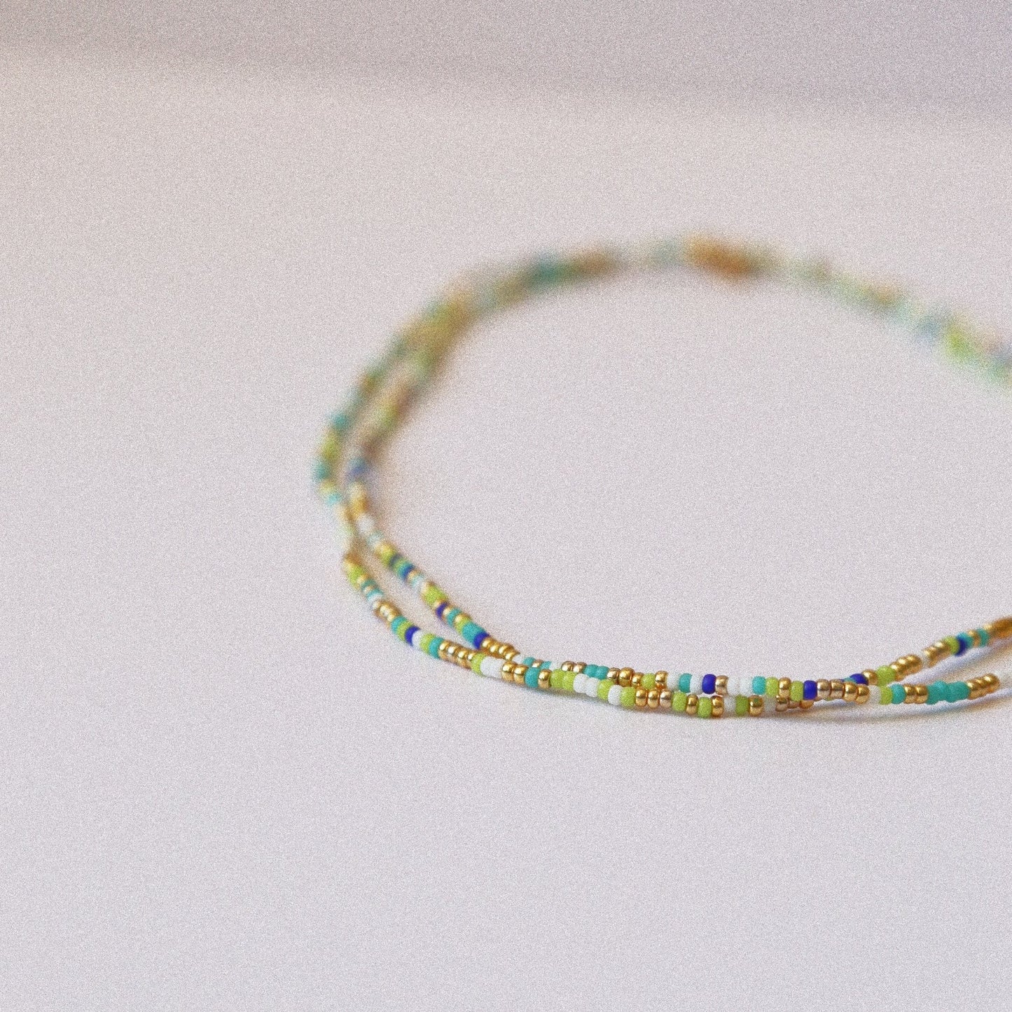 Bracelet 5 tours / Ras de cou “Seconde Peau” – Bleu Vert
