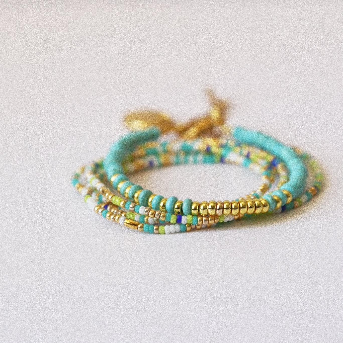 Bracelet 5 tours / Ras de cou “Seconde Peau” – Bleu Vert