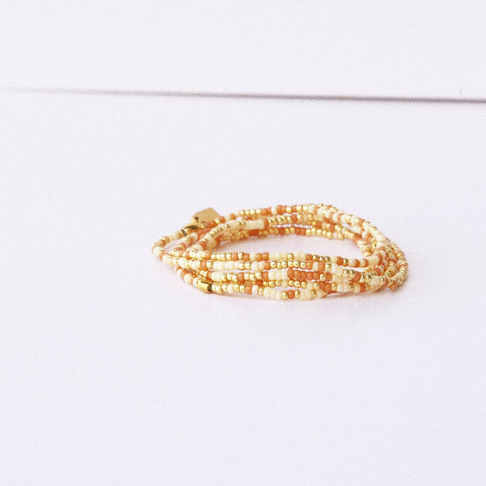 bracelet 5 tours ou ras de cou "seconde peau" beige & marron