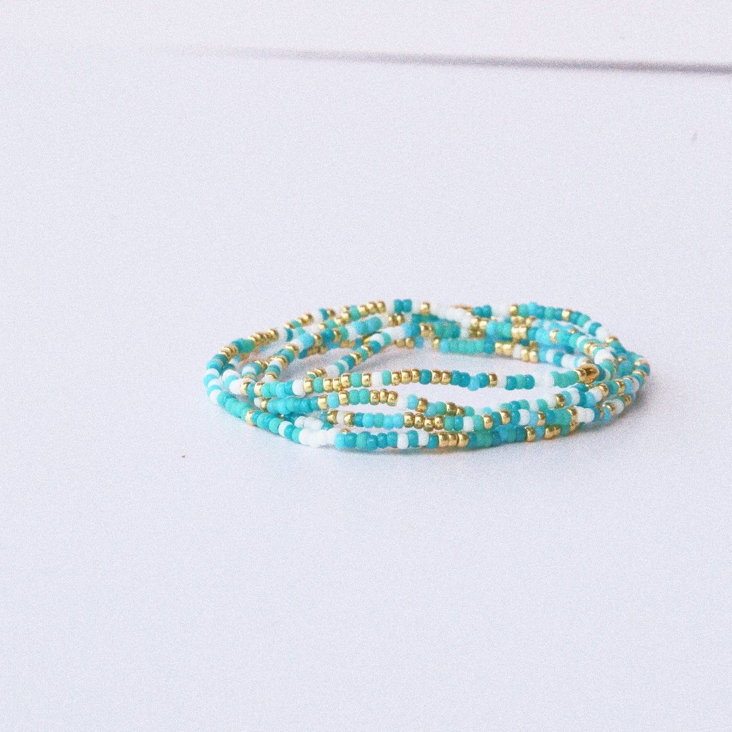 Bracelet 5 tours ou ras de cou "seconde peau" turquoise