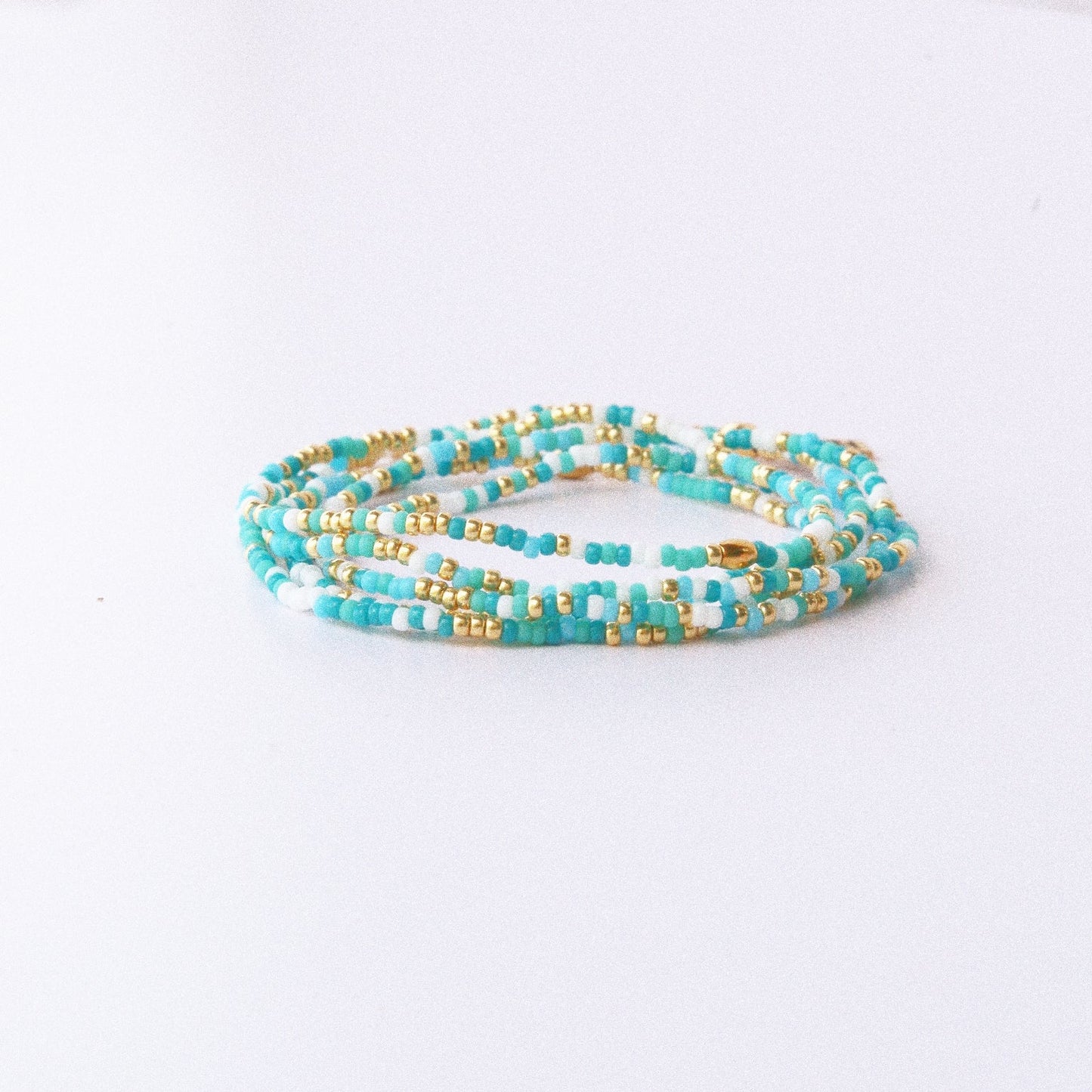 Bracelet 5 tours ou ras de cou "seconde peau" turquoise