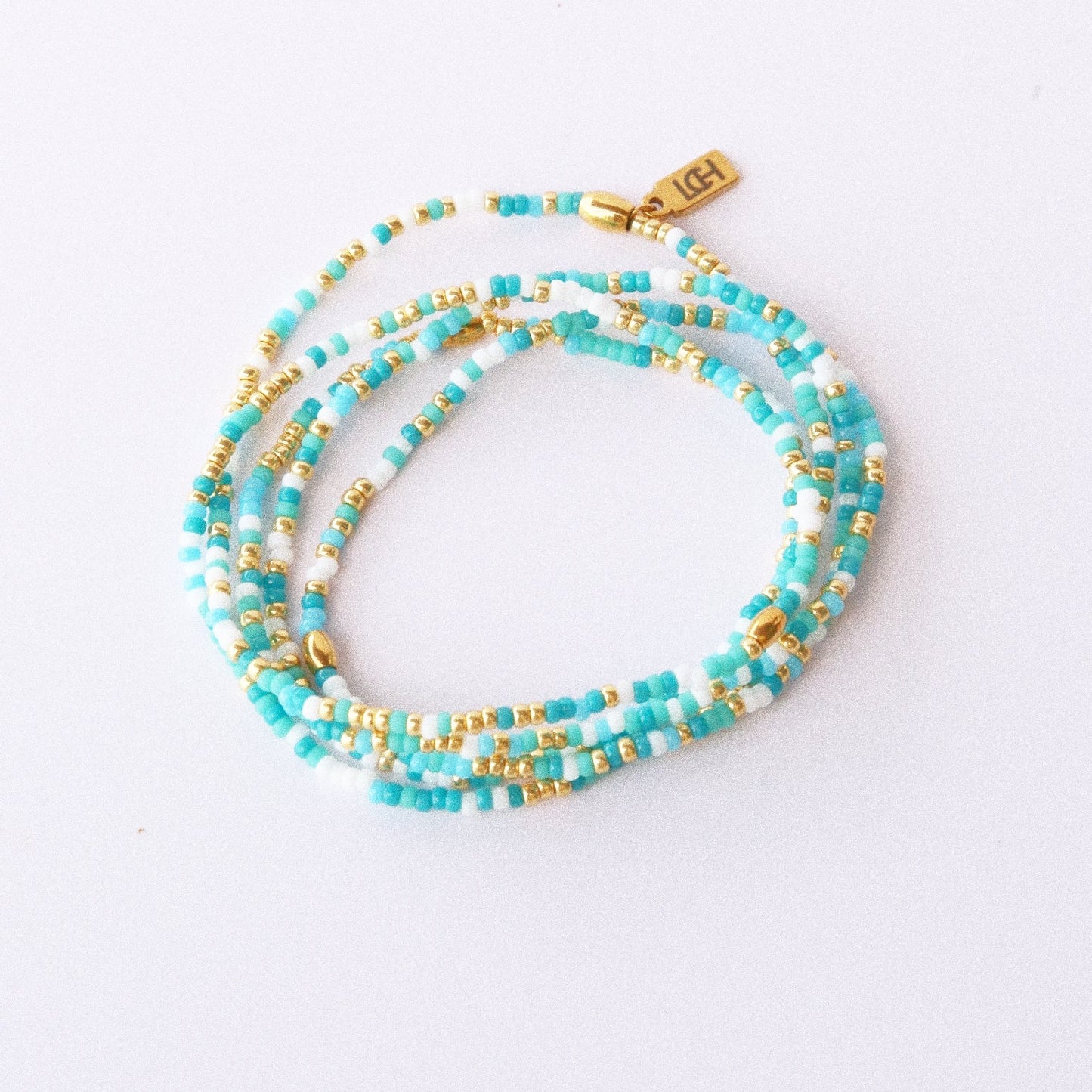 Bracelet 5 tours ou ras de cou "seconde peau" turquoise