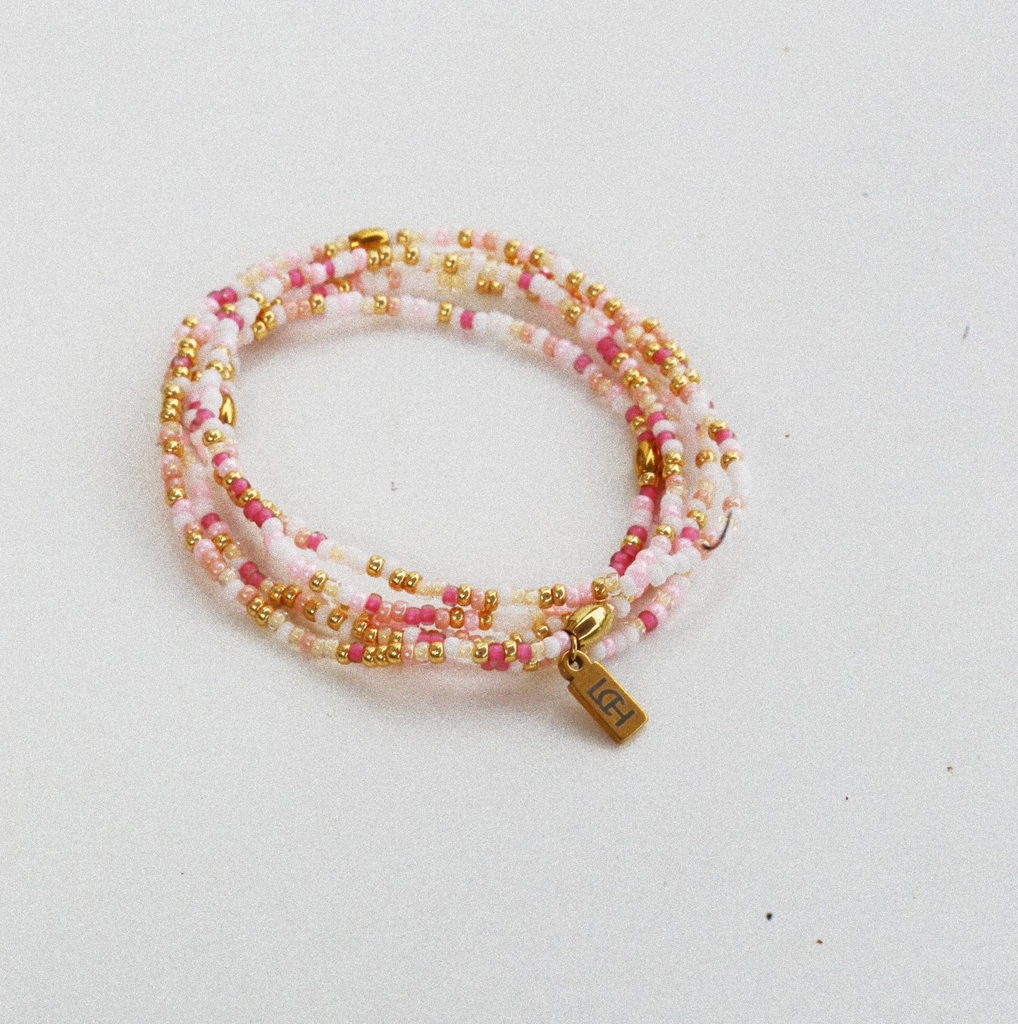Bracelet 5 tours / Ras de cou “Seconde Peau” – Rose & nude