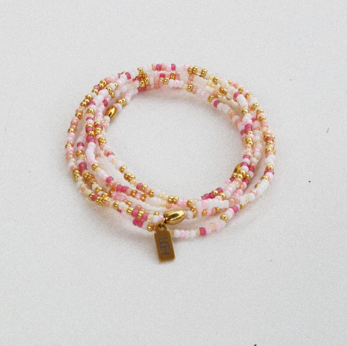 Bracelet 5 tours / Ras de cou “Seconde Peau” – Rose & nude