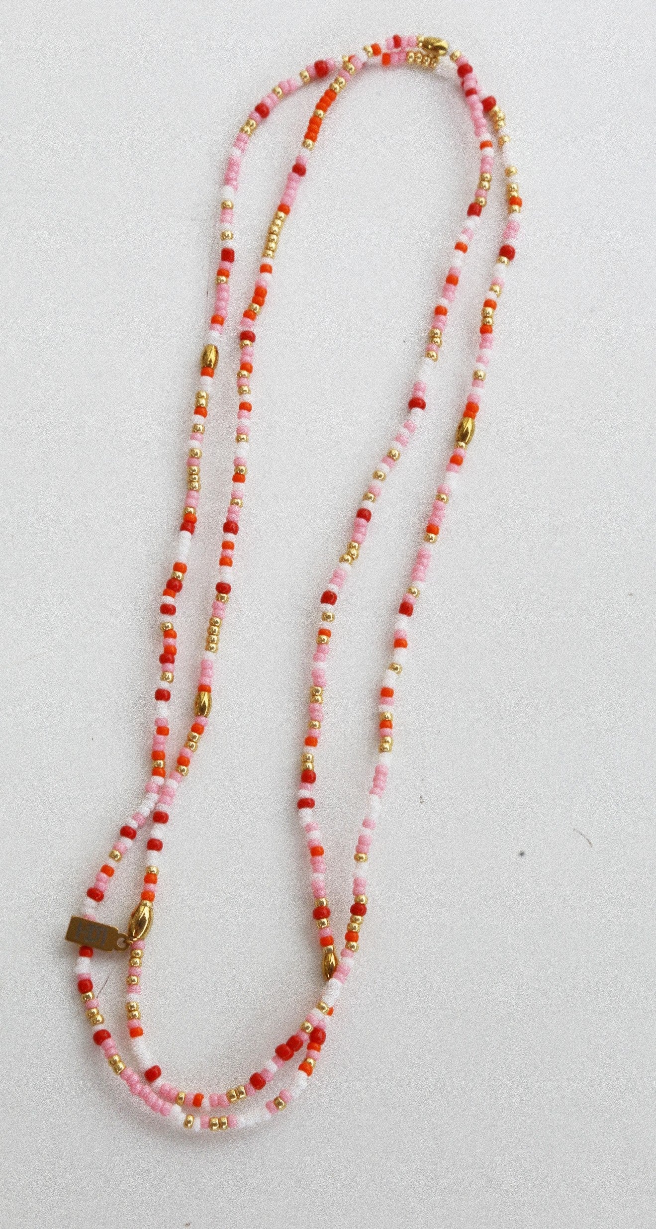 Bracelet 5 tours ou ras de cou "seconde peau" rouge & rose