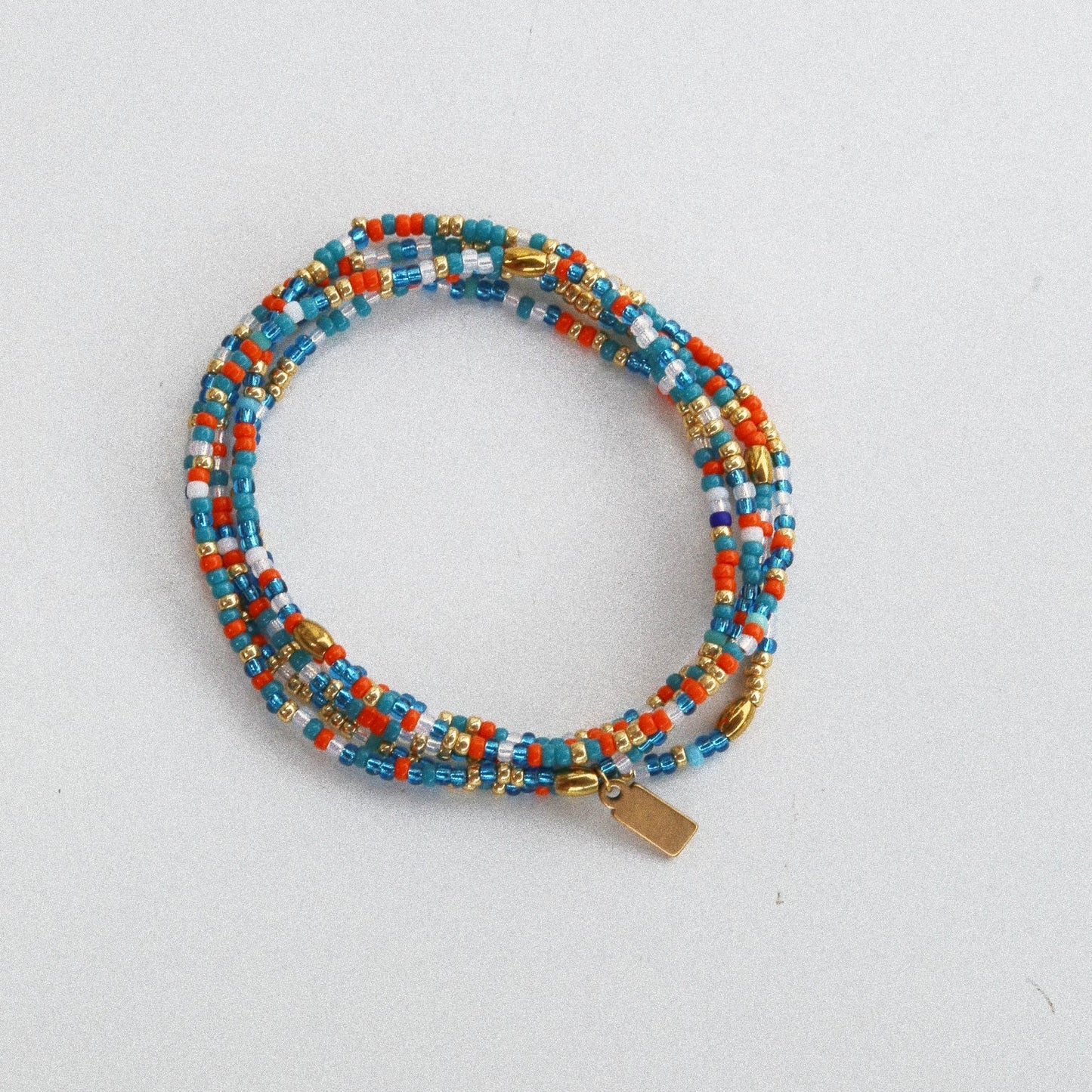 Bracelet 5 tours / Ras de cou “Seconde Peau” – Orange Bleu