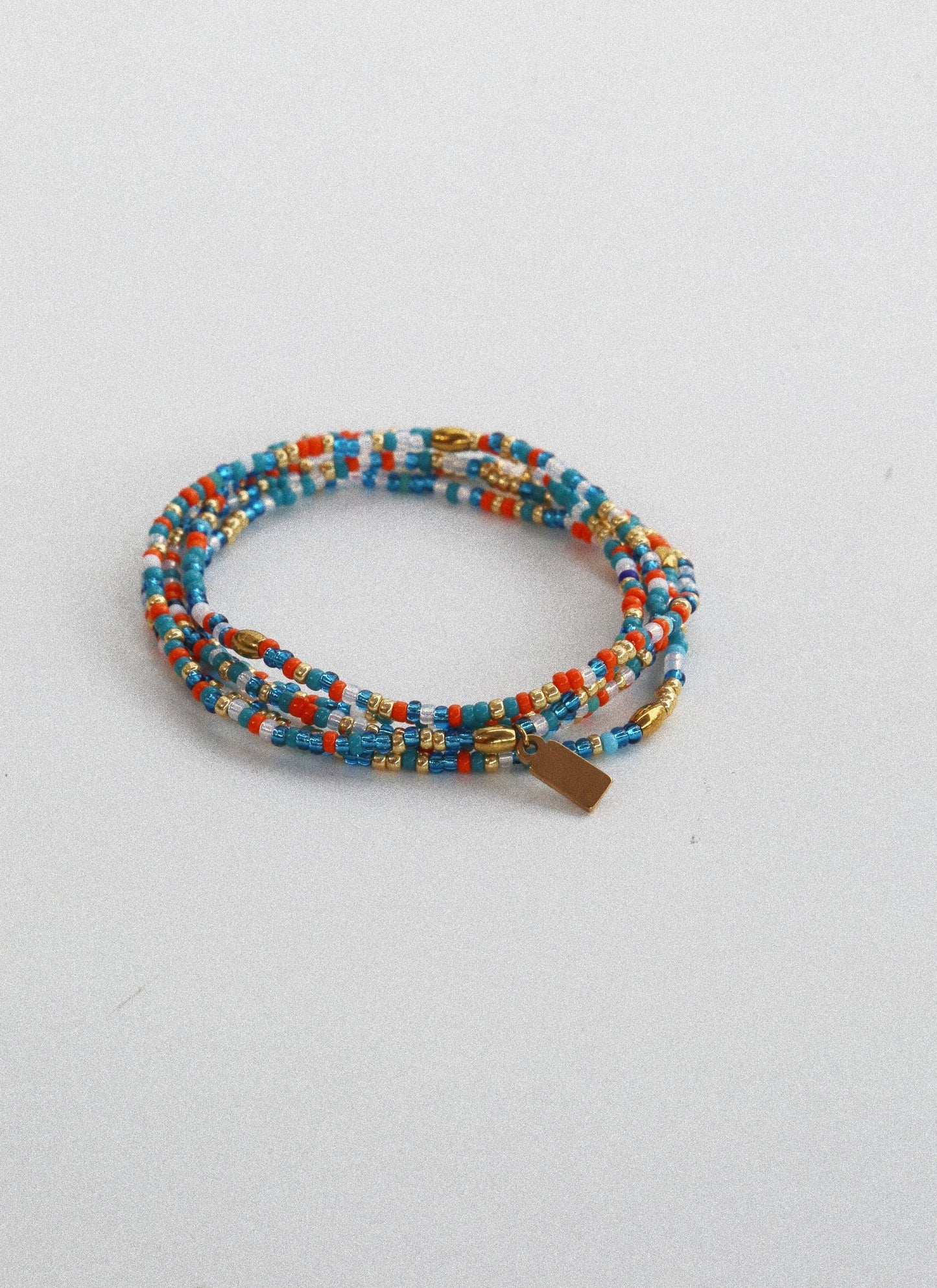 Bracelet 5 tours / Ras de cou “Seconde Peau” – Orange Bleu