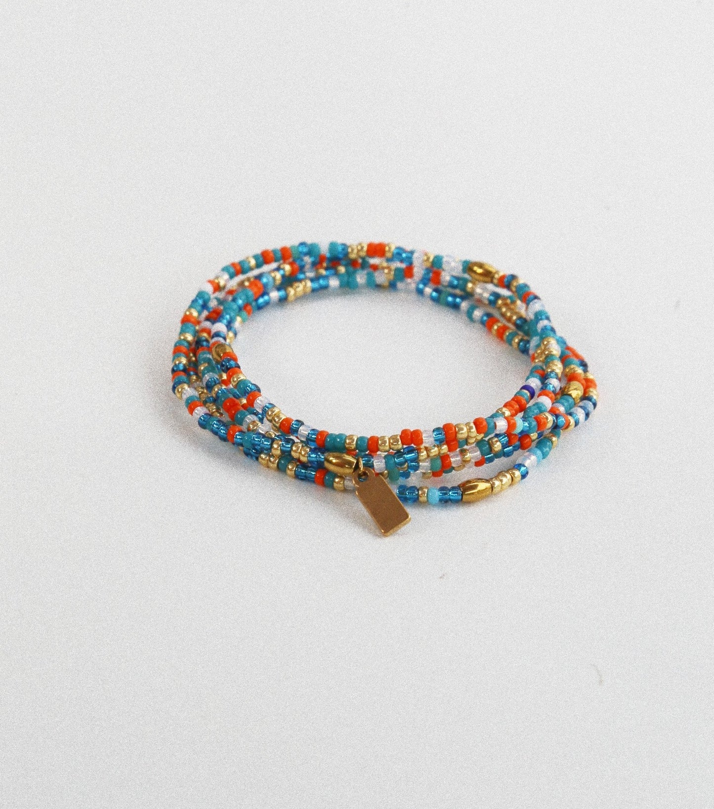 Bracelet 5 tours / Ras de cou “Seconde Peau” – Orange Bleu