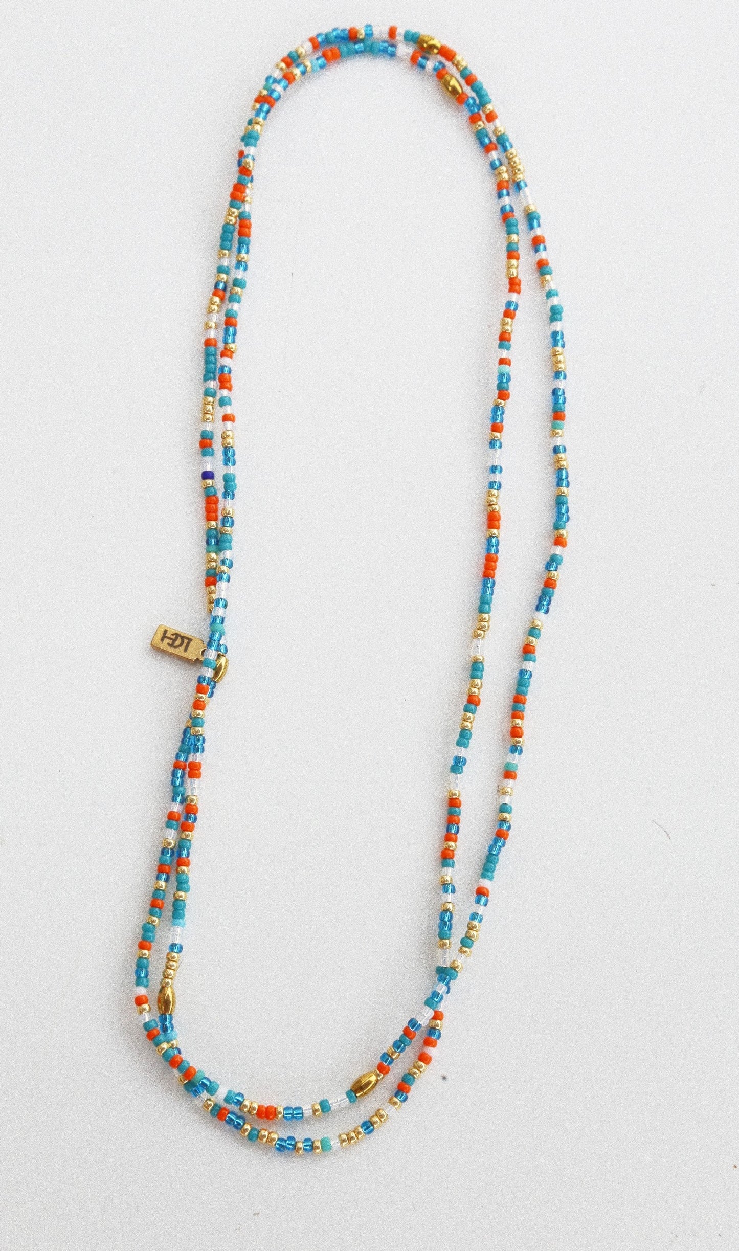 Bracelet 5 tours / Ras de cou “Seconde Peau” – Orange Bleu