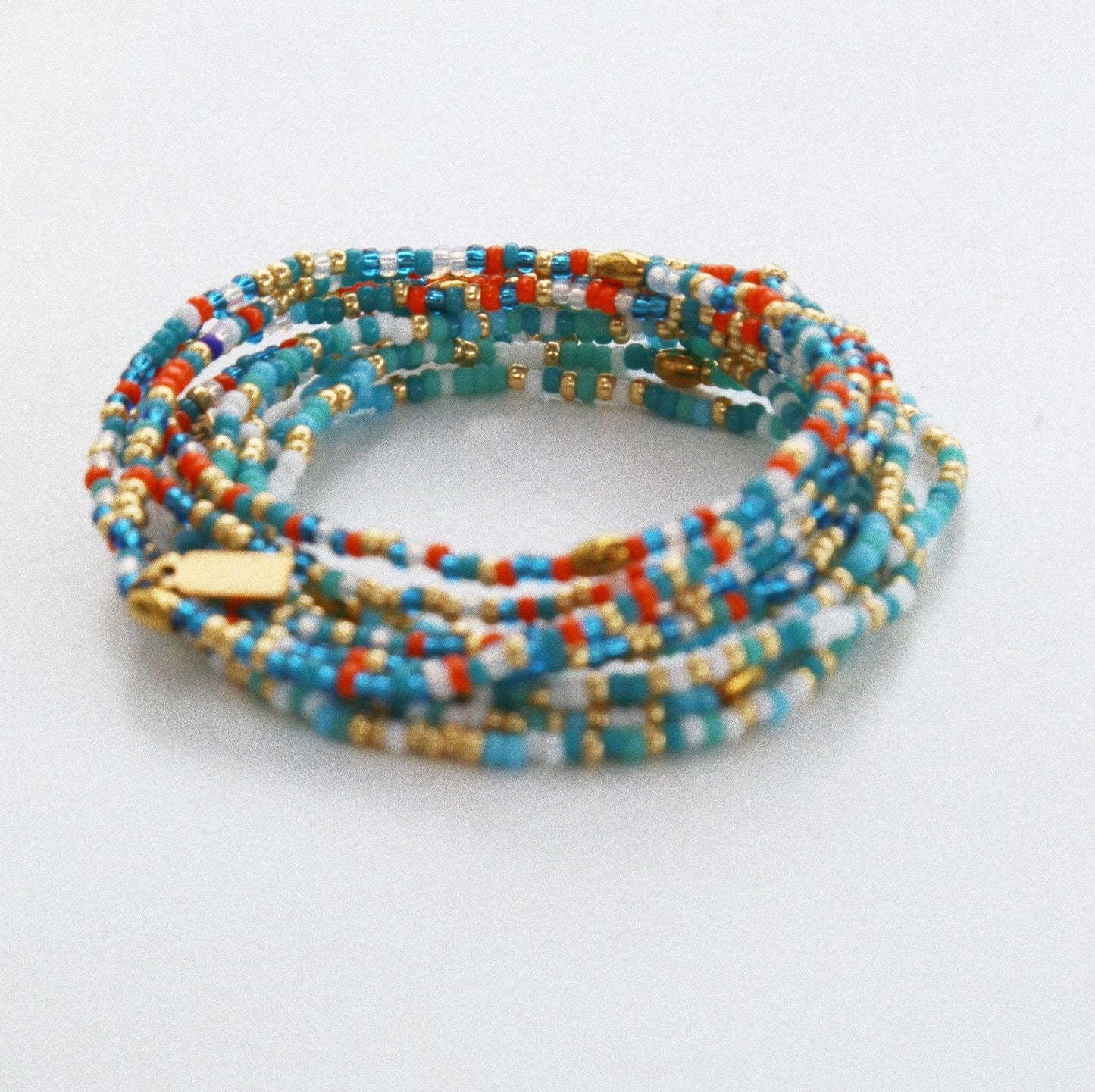 Bracelet 5 tours / Ras de cou “Seconde Peau” – Orange Bleu