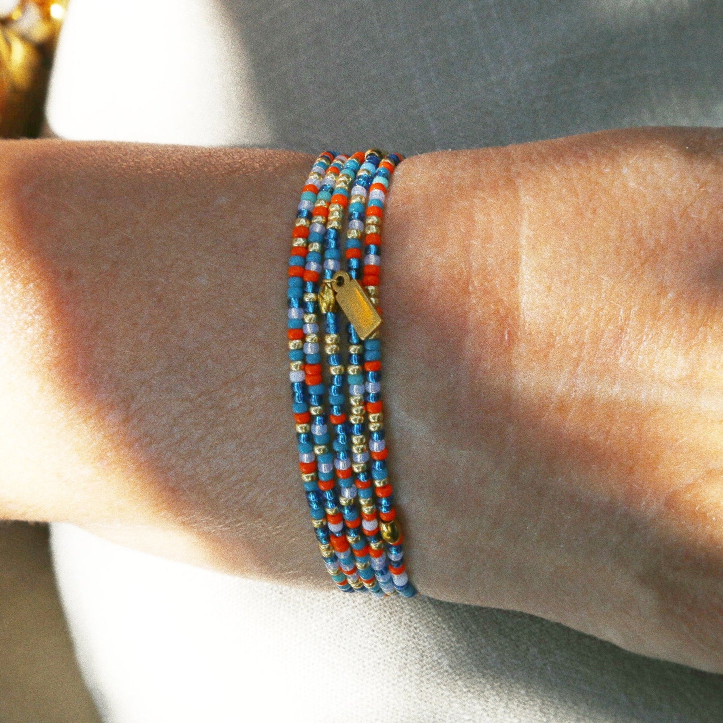 Bracelet 5 tours / Ras de cou “Seconde Peau” – Orange Bleu